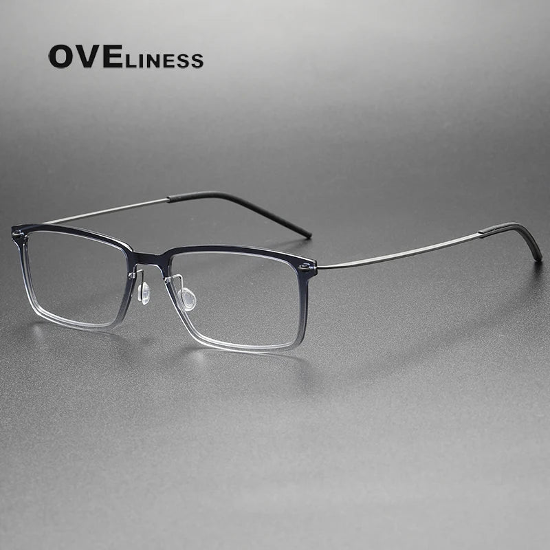 Oveliness Unisex Full Rim Square Acetate Titanium Eyeglasses 396528