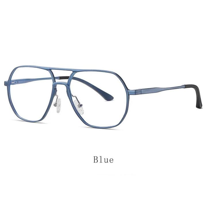Hdcrafter Men's Full Rim Oversized Square Double Bridge Alloy Eyeglasses Lm2723 Full Rim Hdcrafter Eyeglasses Blue  