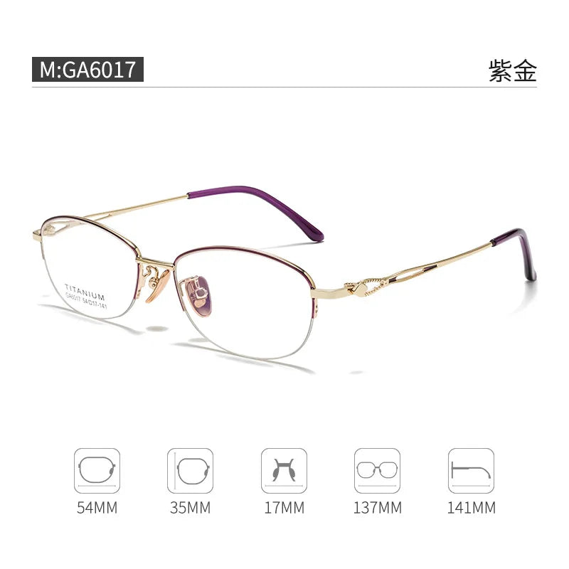 Gmei Optical G6017ADY women's oval titanium alloy prescription eyeglasses — view 3