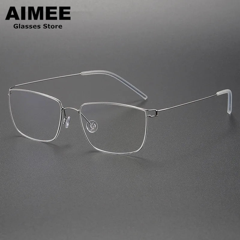 Aimee Unisex Full Rim Square Screwless Titanium Eyeglasses 1751 Full Rim Aimee Silver  