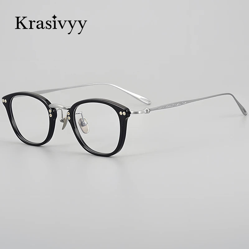 Krasivyy Unisex Full Rim Oval Titanium Acetate Eyeglasses 45955 Full Rim Krasivyy