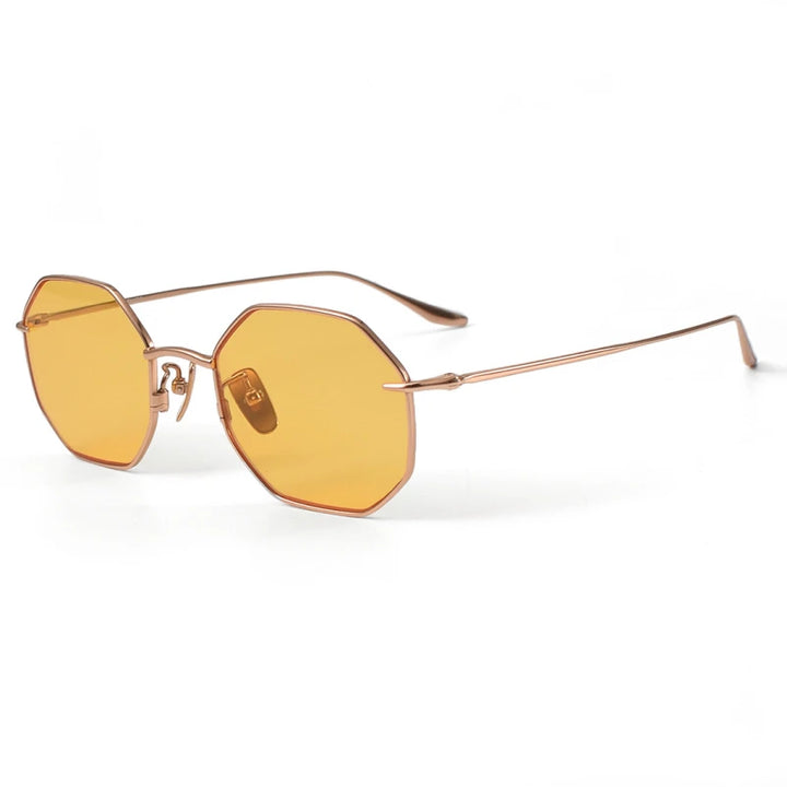 Black Mask Unisex Full Rim Flat Top Polygon Titanium Sunglasses 22174