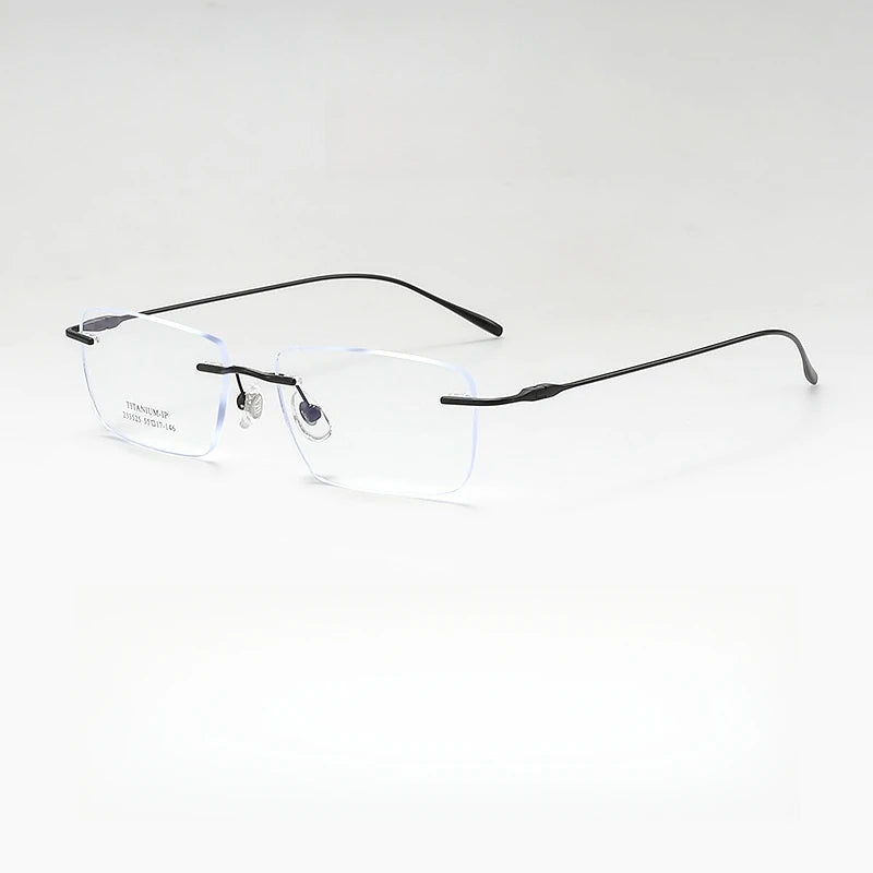 Yimaruili Unisex Rimless Square Titanium Eyeglasses Y233525 Rimless Yimaruili Eyeglasses Black  