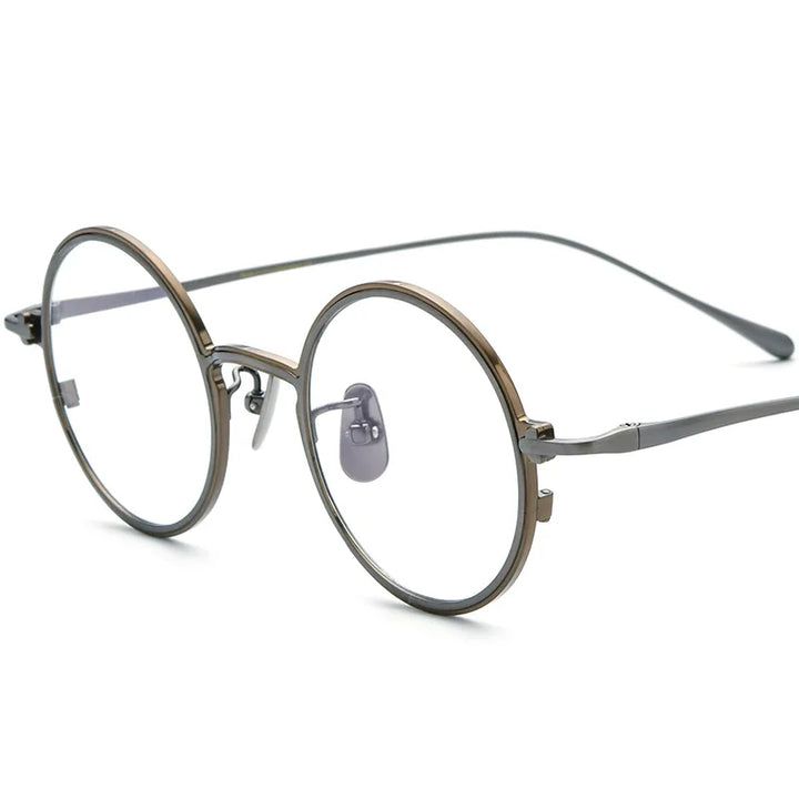 Black Mask Unisex Full Rim Round Titanium Eyeglasses 2343 Full Rim Black Mask   