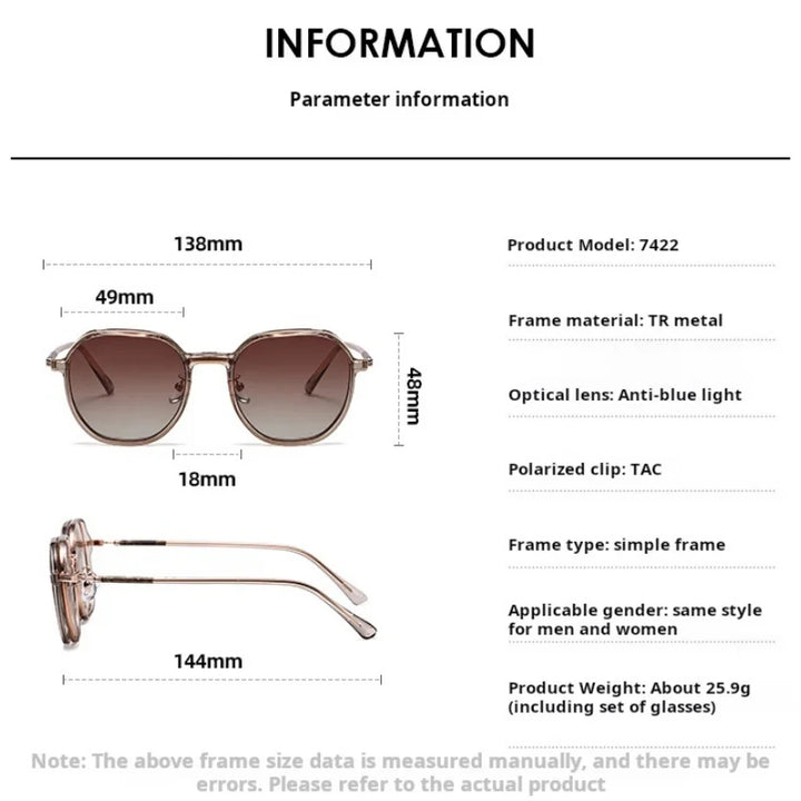 Momoja Women's Full Rim Polygon Tr 90 Alloy Eyeglasses Clip On Sunglasses 727422