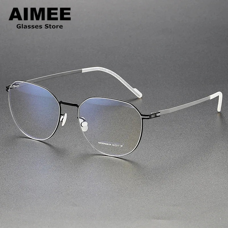 Aimee Women's Full Rim Flat Top Oval Stainless Steel Eyeglasses 13652 Full Rim Aimee Black -Silver  