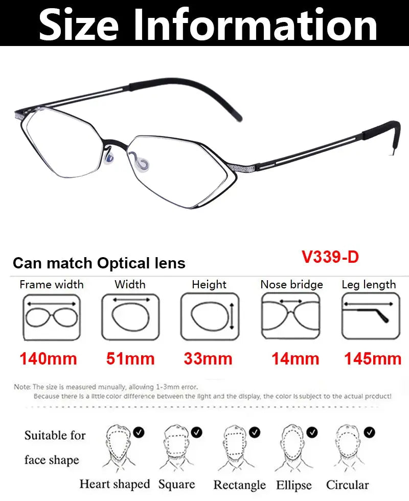 Bobbie 339014 Unisex 140mm Full Rim Polygon Oval Titanium Frames — view 2 | Bobbie at FuzWeb