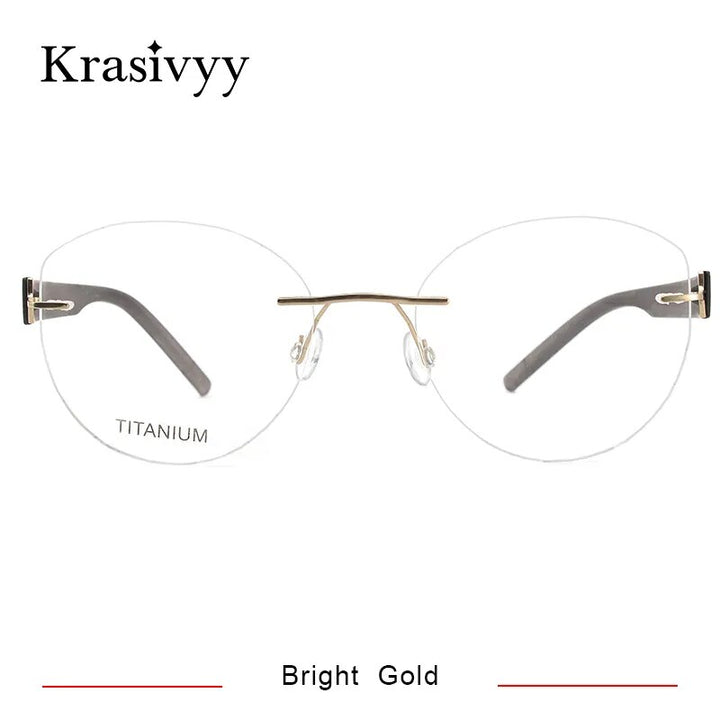 Krasivyy  Women's Rimless Cat Eye Tr 90 Titanium Eyeglasses Kr5535 Rimless Krasivyy Bright Gold CN 