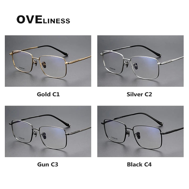 Oveliness Men's Full Rim Square Titanium Eyeglasses 80902 Full Rim Oveliness   