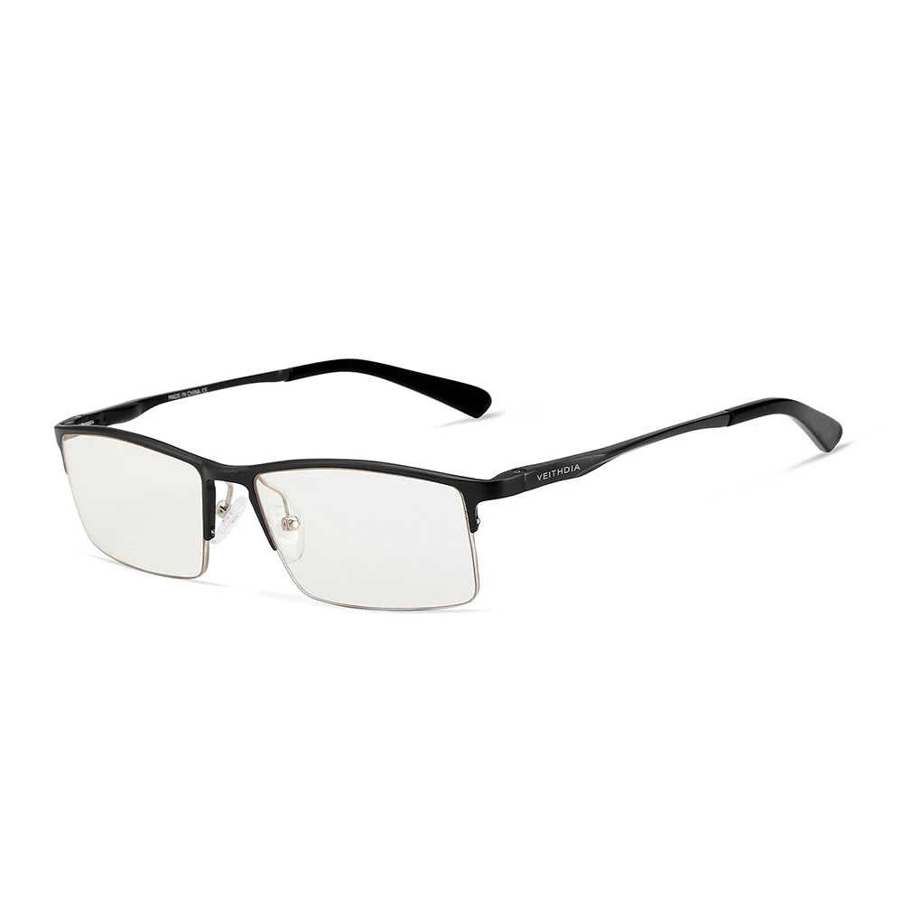 Hdcrafter Men's Semi Rim Square Al Mg Alloy Tr 90 Eyeglasses 8721