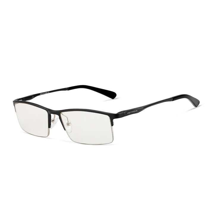 Hdcrafter Men's Semi Rim Square Al Mg Alloy Tr 90 Eyeglasses 8721