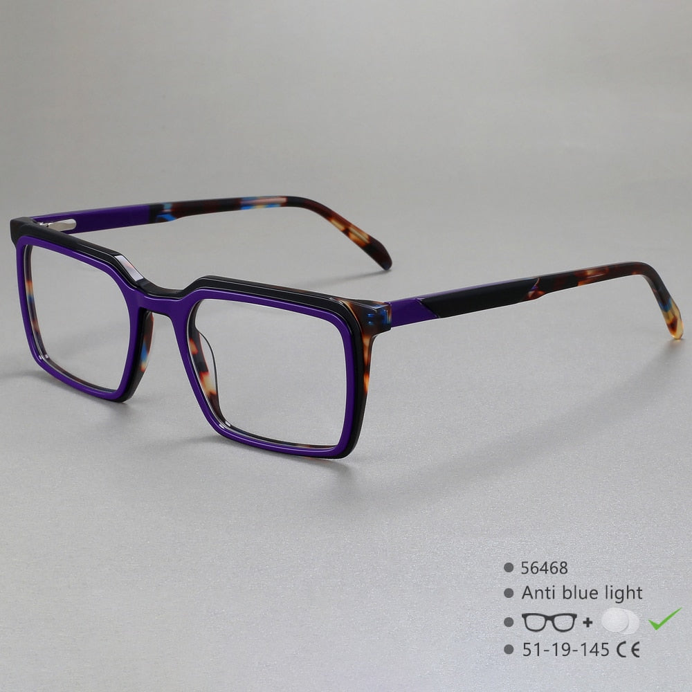 CCspace Women's Full Rim Square Acetate Eyeglasses 56468 Full Rim CCspace C3Purple  
