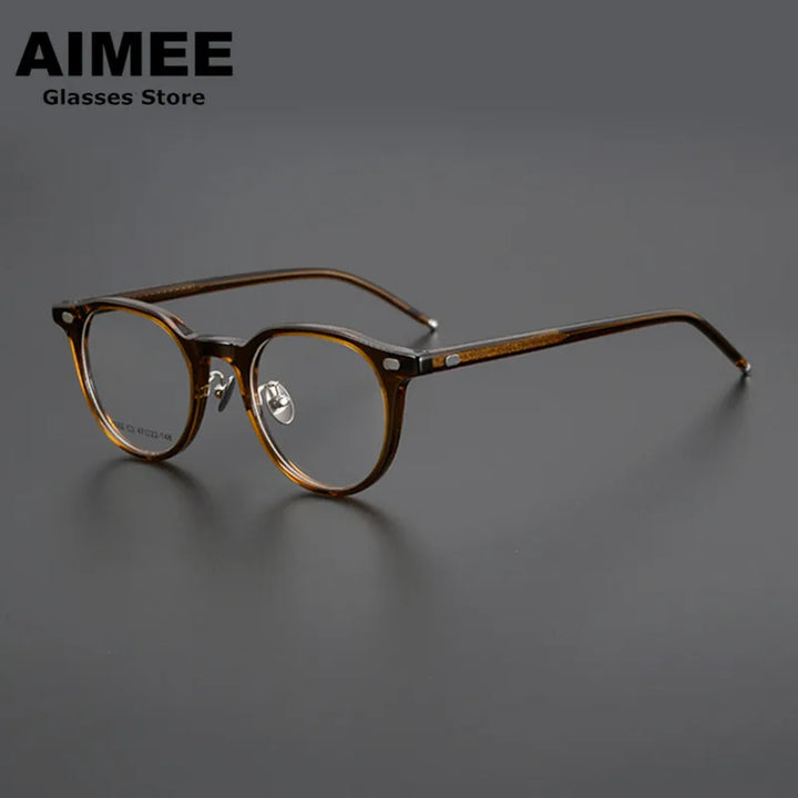Aimee Unisex Full Rim Square Oval Acetate Titanium Eyeglasses  639002
