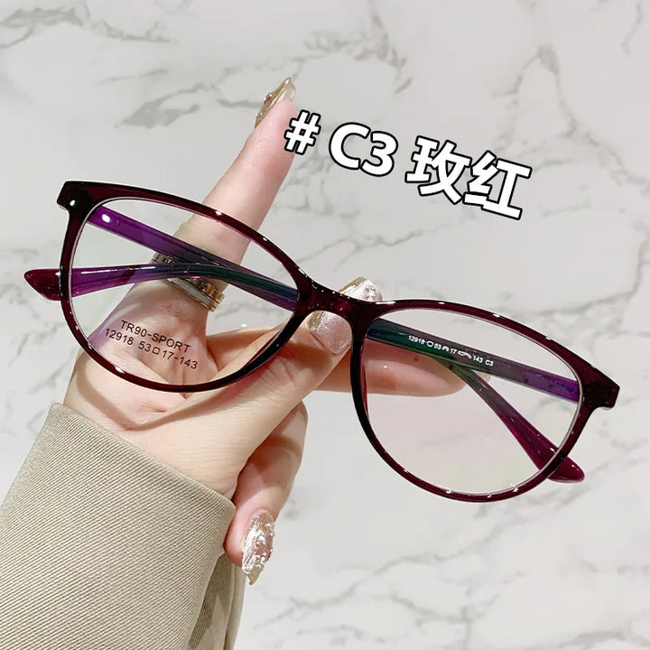 Zirosat Women's Full Rim Square Cat Eye Tr 90 Titanium Eyeglasses 12918