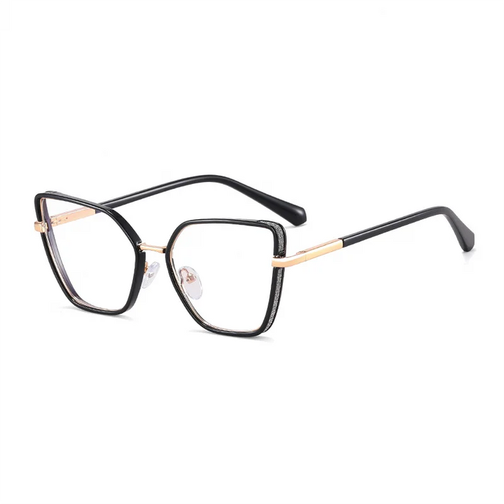 Ralferty Women's Full Rim Square Cat Eye Acetate Eyeglasses R82144 Full Rim Ralferty C1 Black CHINA 