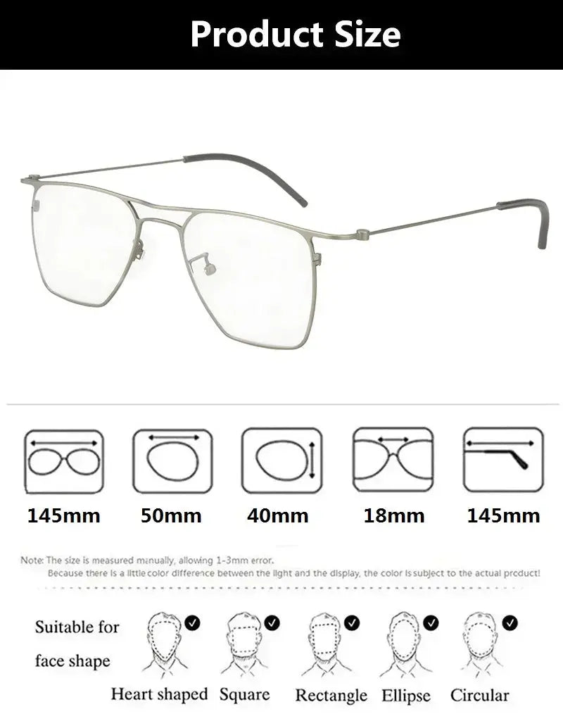 Bobbie 550200 Men’s Full Rim Square Double Bridge Titanium Frames — view 2 | Bobbie at FuzWeb