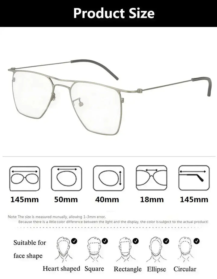 Bobbie 550200 Men’s Full Rim Square Double Bridge Titanium Frames — view 2 | Bobbie at FuzWeb