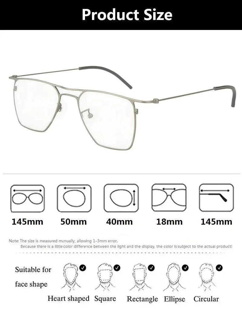 Bobbie Unisex Full Rim Square Double Bridge Titanium Eyeglasses 675502