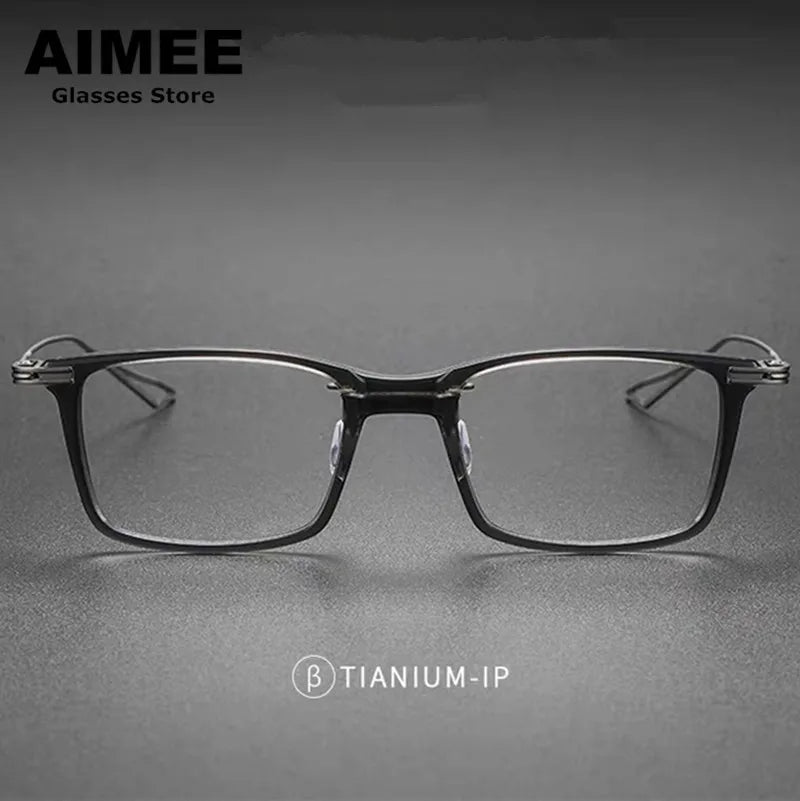 Aimee Unisex Full Rim Big Square Acetate Titanium Eyeglasses 15816 Full Rim Aimee   