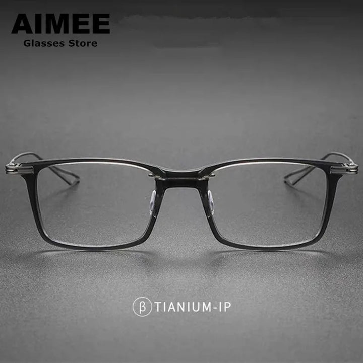 Aimee Unisex Full Rim Big Square Acetate Titanium Eyeglasses 15816 Full Rim Aimee   