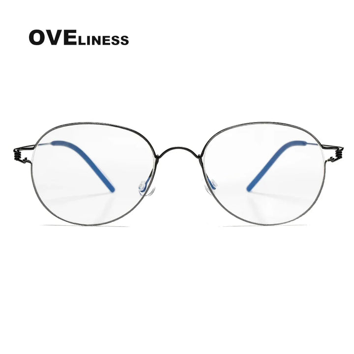 Oveliness Unisex Full Rim Round Screwless Titanium Eyeglasses Os005 Full Rim Oveliness black  