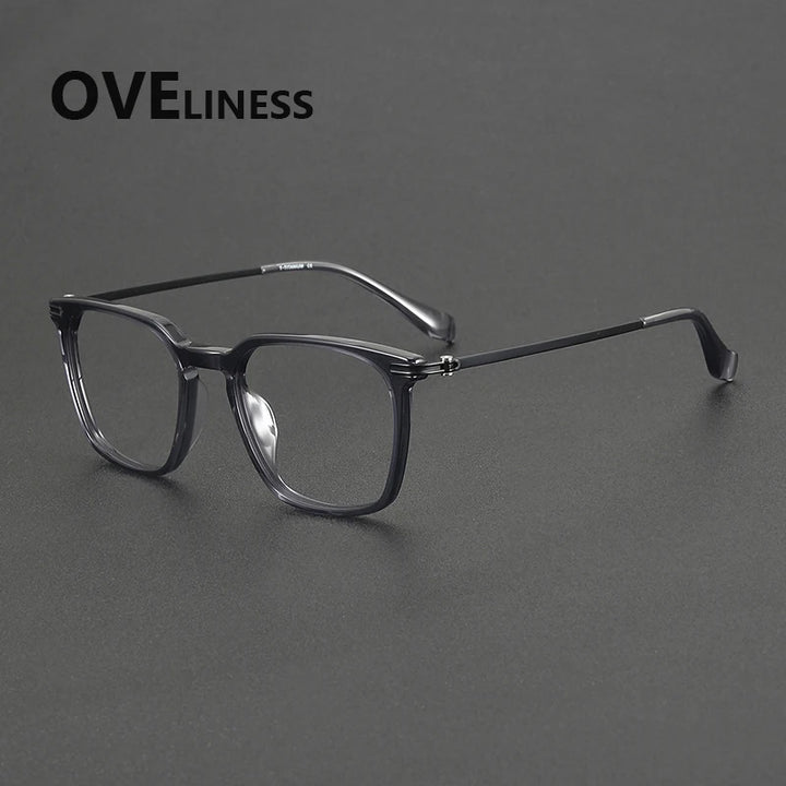 Oveliness Unisex Full Rim Oval Square Acetate Titanium Eyeglasses 90011