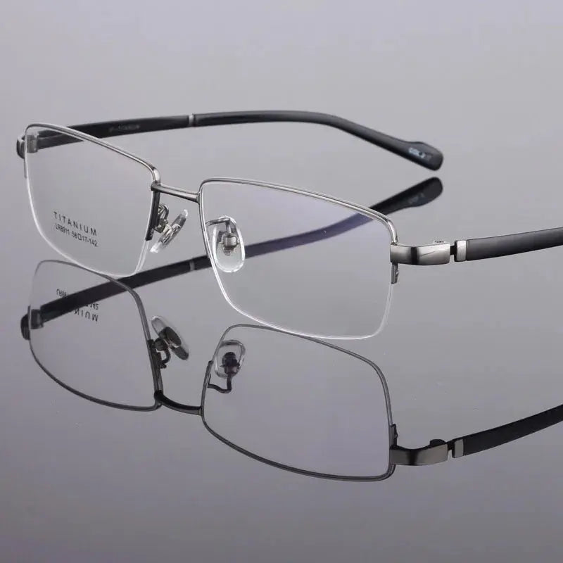 Hdcrafter Men's Semi Rim Rectangle Titanium Frames 891100 FuzWeb