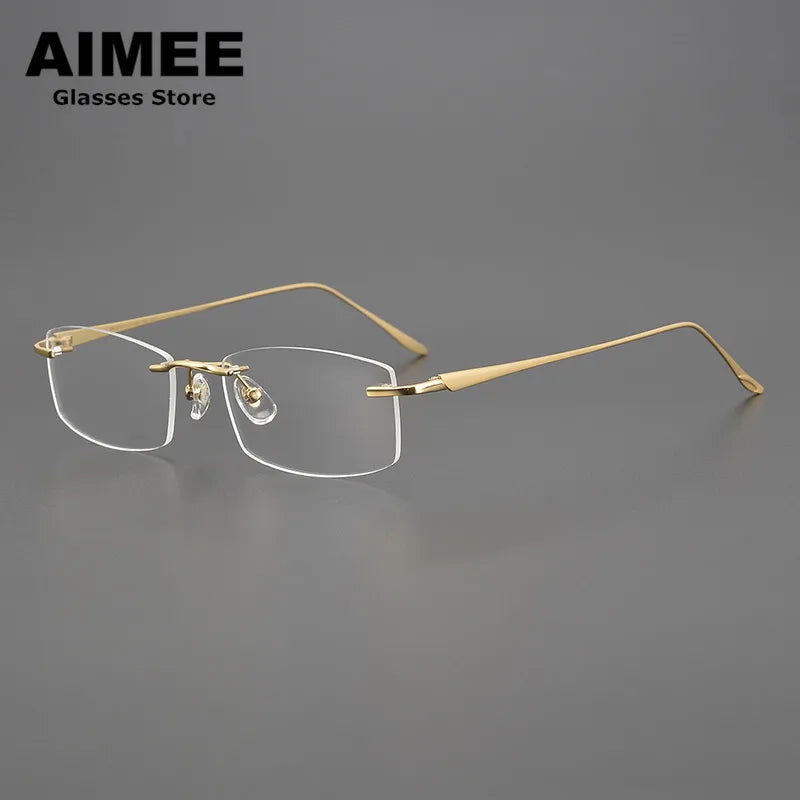 Aimee Unisex Rimless Square Oval Titanium Eyeglasses 17140