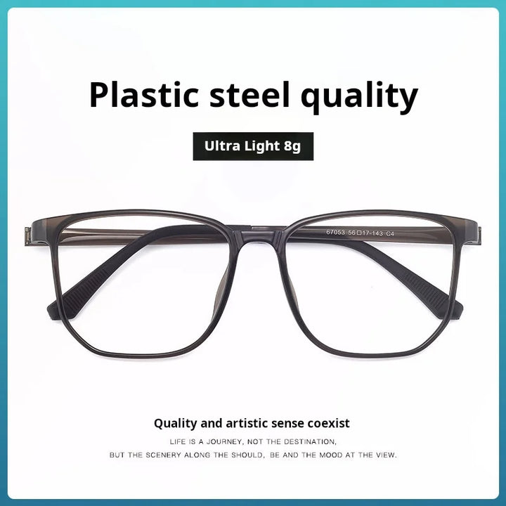 Xbora Unisex Full Rim Square Tr 90 Stainless Steel Eyeglasses 67053