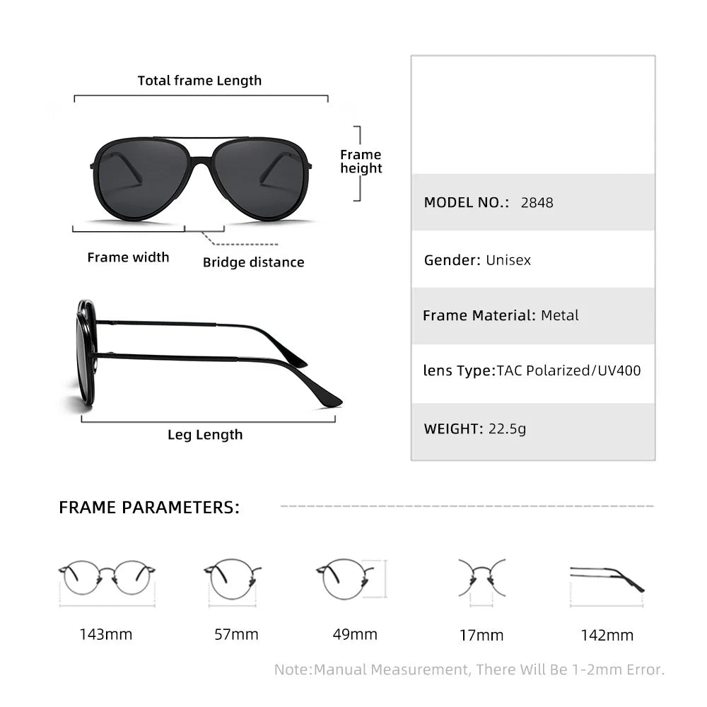 Yimaruili Unisex Full Rim Oval Double Bridge Alloy Sunglasses 28481