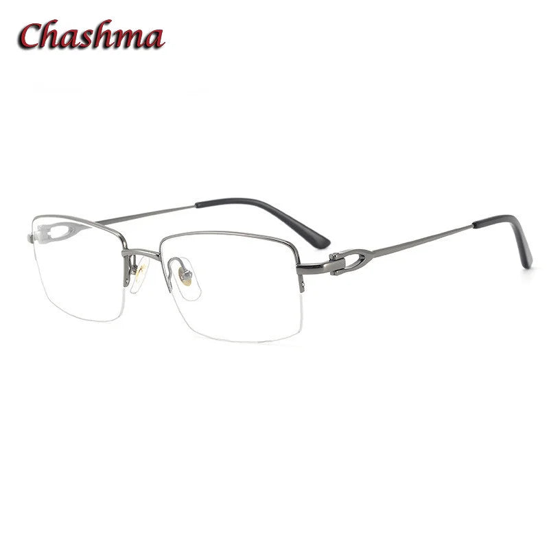 Chashma Ochki Men's Semi Rim Square Titanium Eyeglasses 0319 Semi Rim Chashma Ochki Gray  