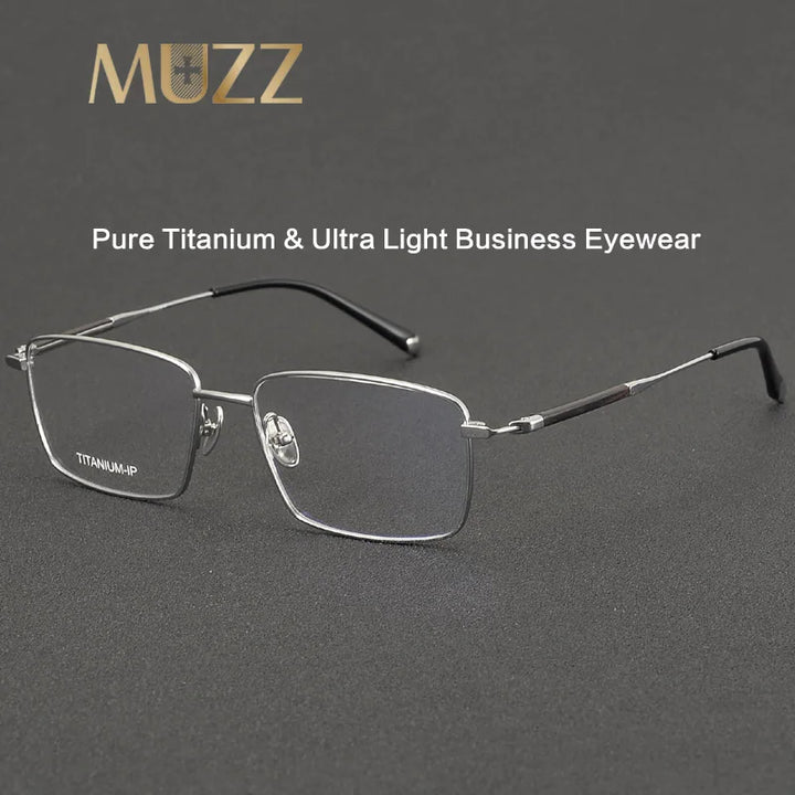 Muzz ZRB-1 men's square pure titanium prescription eyeglasses