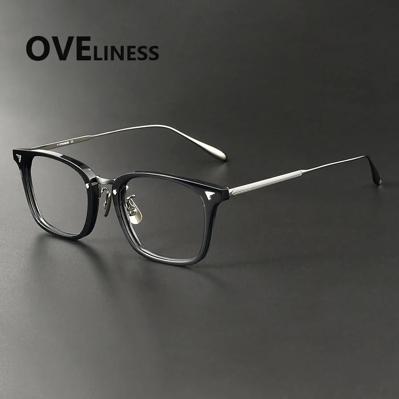 Oveliness Women's Full Rim Square Acetate Titanium Eyeglasses 369559