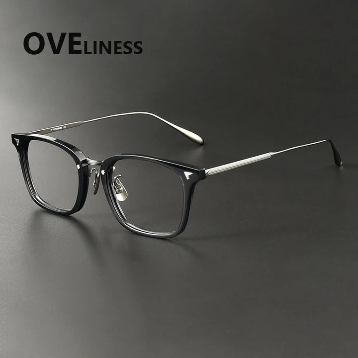 Oveliness Women's Full Rim Square Acetate Titanium Eyeglasses 369559