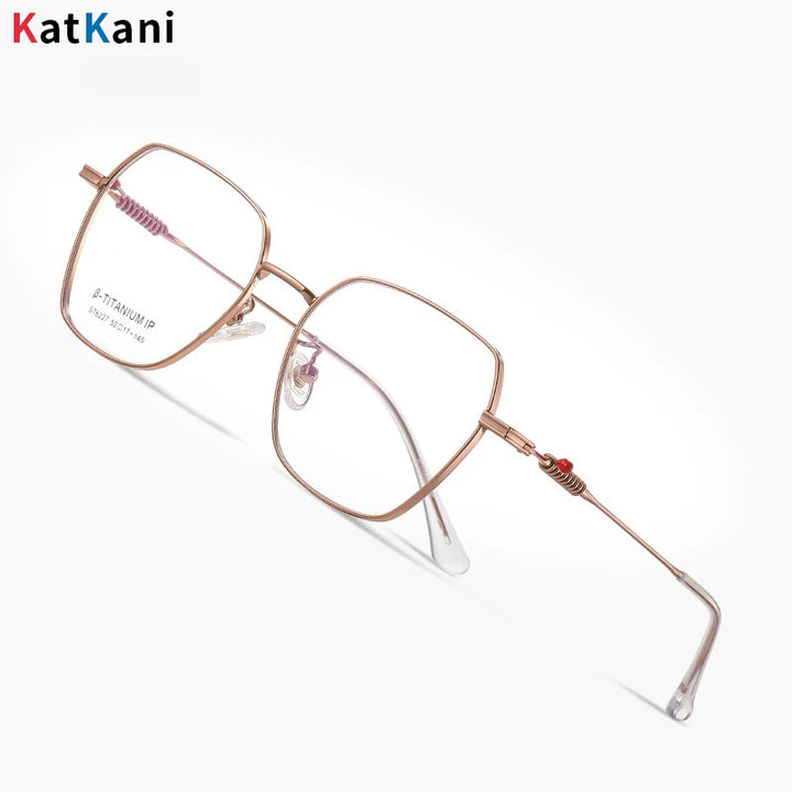 KatKani Unisex Full Rim Polygonal Titanium Alloy Eyeglasses T6227 Full Rim KatKani Eyeglasses   