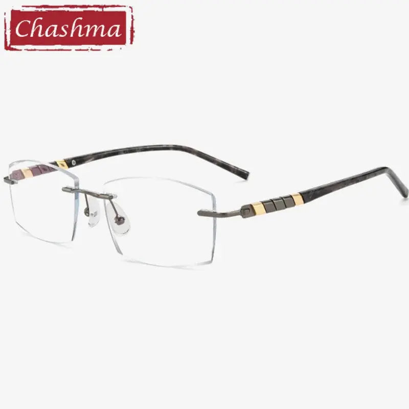 Chashma Ottica Men's Rimless Square Titanium Acetate Eyeglasses 76008.