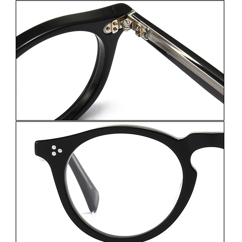 Black Mask Unisex Full Rim Round Acetate Eyeglasses R342 Full Rim Black Mask   