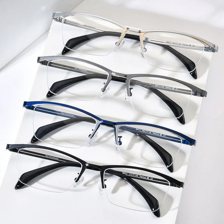 Nobler Unisex Semi Rim Square Brow Line Titanium Eyeglasses 185912