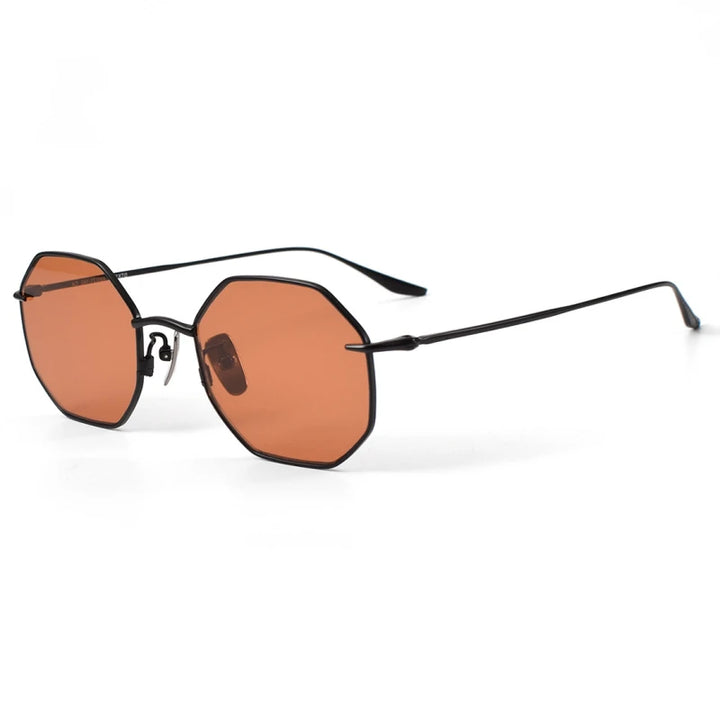 Black Mask Unisex Full Rim Flat Top Polygon Titanium Sunglasses 22174