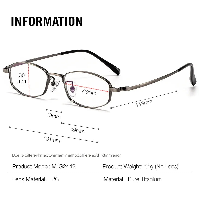 Aror Women's Full Rim Small Oval Square Titanium Eyeglasses 12449