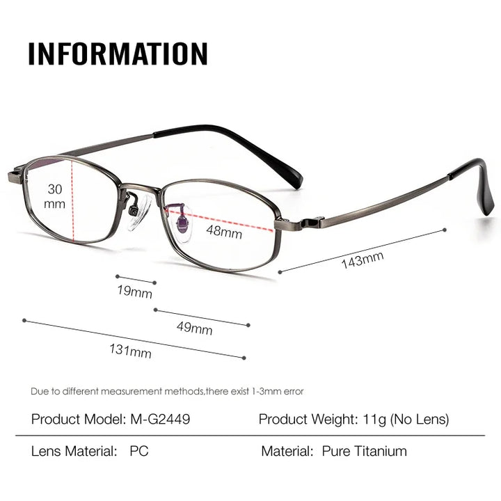 Aror Women's Full Rim Small Oval Square Titanium Eyeglasses 12449