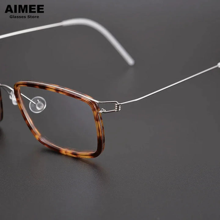 Aimee Unisex Full Rim Square Screwless Titanium Acetate Eyeglasses 1375 Full Rim Aimee   