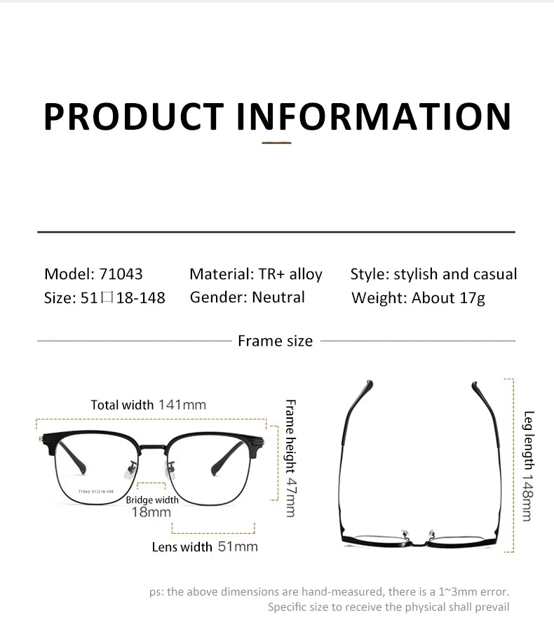 Vicky Unisex Full Rim Oval Square Tr 90 Alloy Reading Glasses 71043