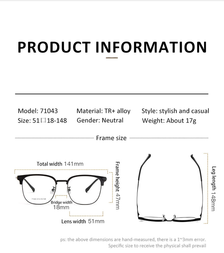 Vicky Unisex Full Rim Oval Square Tr 90 Alloy Reading Glasses 71043