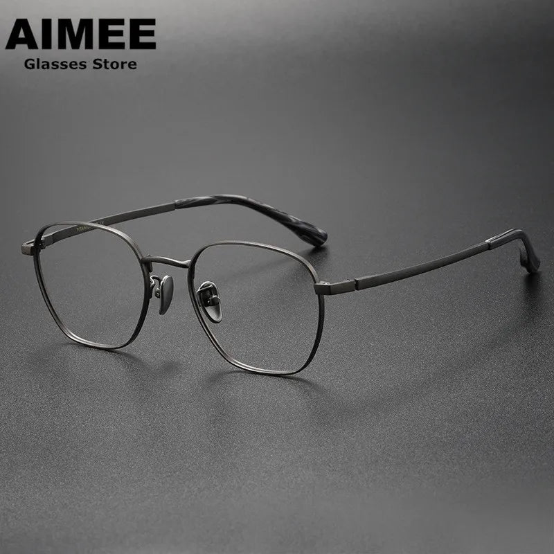 Aimee Unisex Full Rim Small Square Titanium Eyeglasses 6014 Full Rim Aimee   