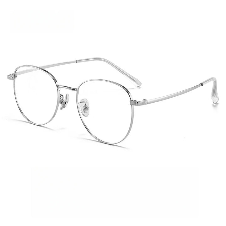 Yimaruili Unisex Full Rim Oval Square Titanium Eyeglasses Y8901 Full Rim Yimaruili Eyeglasses Silver  