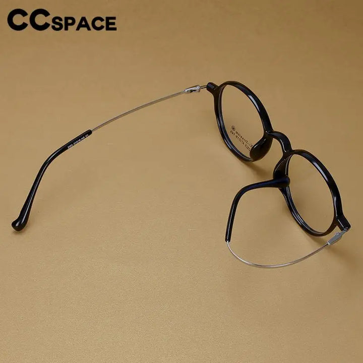 CCSpace Unisex Full Rim Round Tr 90 Titanium Eyeglasses 57098 Full Rim CCspace   