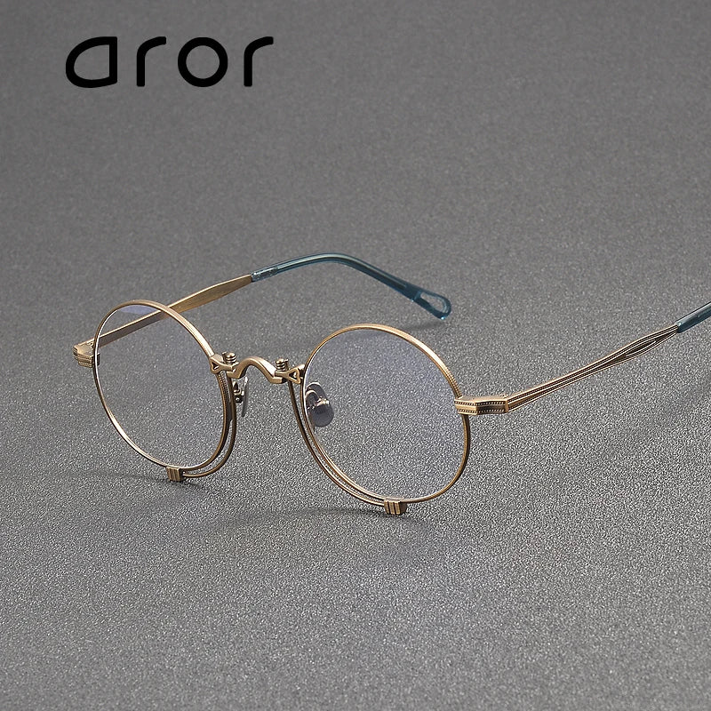 Aror Unisex Full Rim Round Titanium Eyeglasses 10601 Full Rim Aror