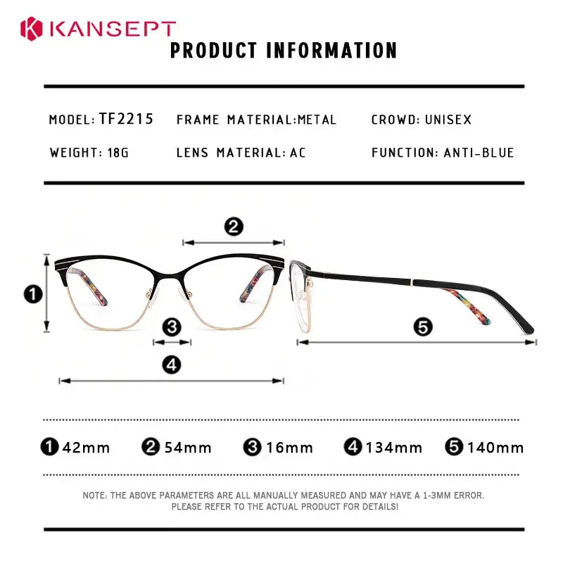 Kansept Women's Semi Rim Cat Eye Acetate Frames 221500 FuzWeb