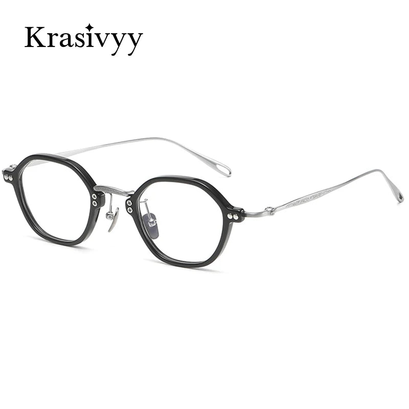 Krasivyy Unisex Full Rim Polygon Oval Titanium Acetate Eyeglasses 35957
